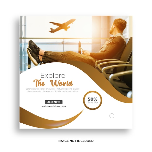 Modelo de postagem de mídia social de agência de turismo de viagens e postagem de mídia social de férias de verão