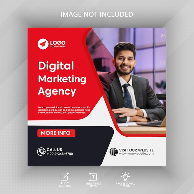 modelo de postagem de mídia social de banner de marketing digital e negócios