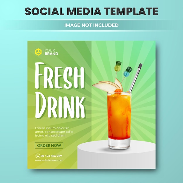 Vetor modelo de postagem de mídia social de bebida fresca cartaz de chá de limão para postagem de mídia social de publicidade digital ou banner da web
