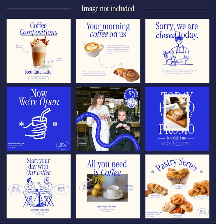Vetor modelo de postagem de mídia social de café e pastelaria