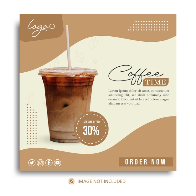 Modelo de postagem de mídia social de café