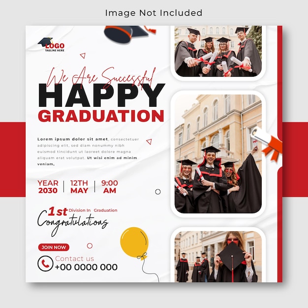 Modelo de postagem de mídia social de celebração de formatura