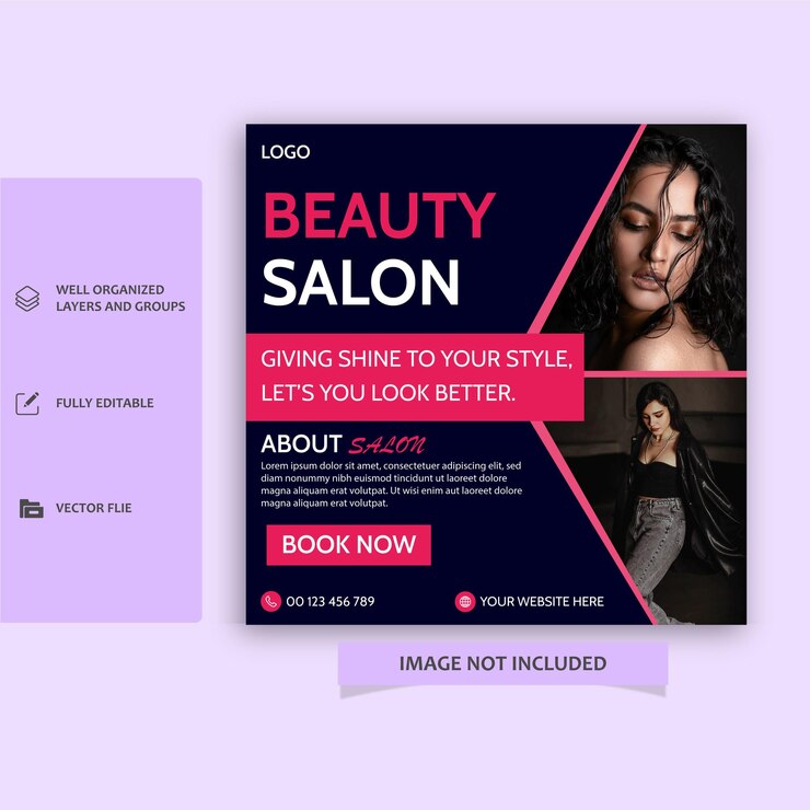 Vetor modelo de postagem de mídia social de centro de beleza