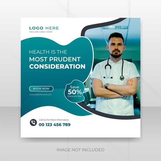 Modelo de postagem de mídia social de centro de saúde médico publicidade de banner na web