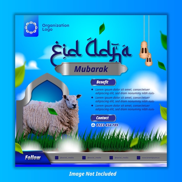 Vetor modelo de postagem de mídia social de eid adha islâmico