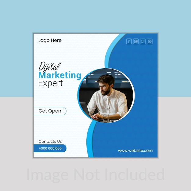 Modelo de postagem de mídia social de especialista em marketing digital