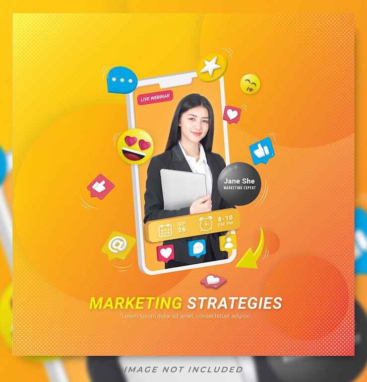 Vetor modelo de postagem de mídia social de estratégias de marketing