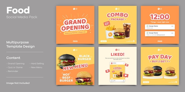 Vetor modelo de postagem de mídia social de fast food de hambúrguer com efeito de texto