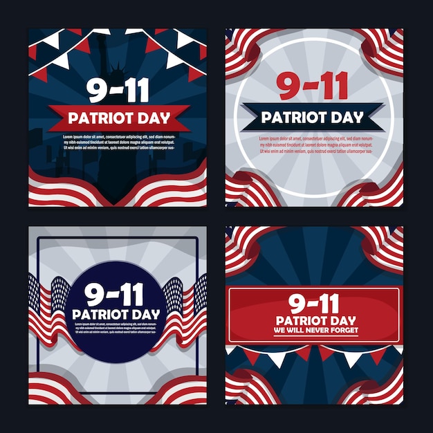 Vetor modelo de postagem de mídia social de festividade do dia do patriota 911