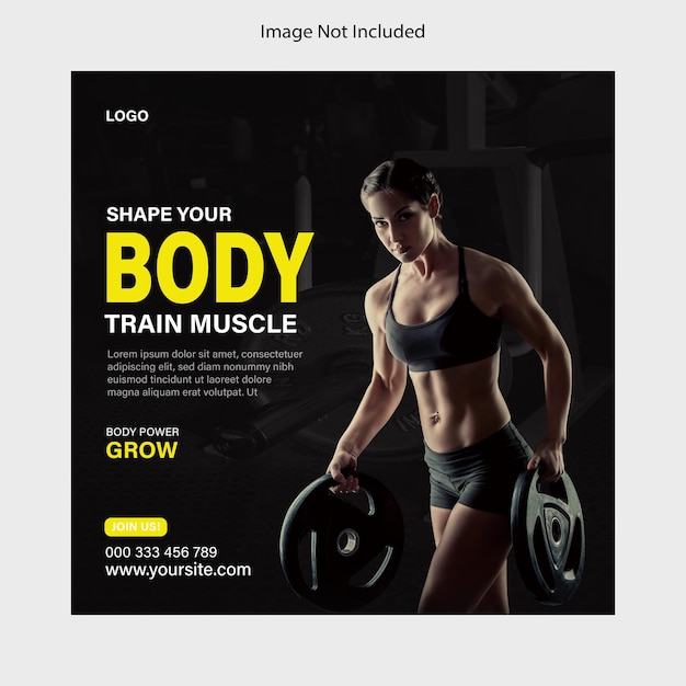 Modelo de postagem de mídia social de fitness de ginásio