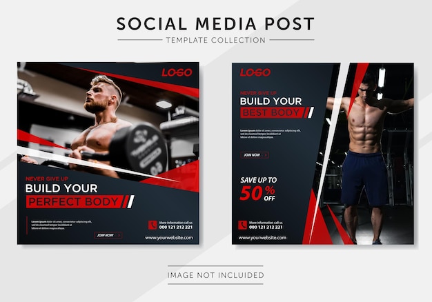 Modelo de postagem de mídia social de fitness de ginásio