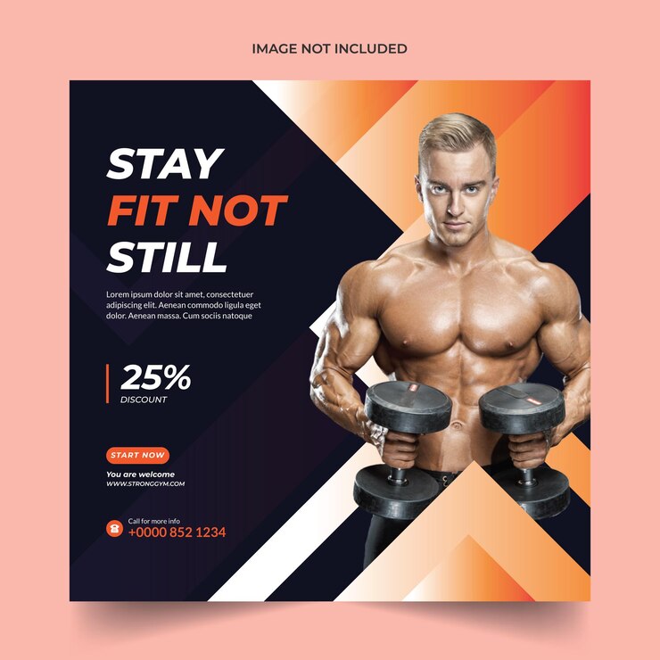 Modelo de postagem de mídia social de fitness de ginásio