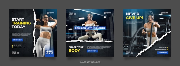 Modelo de postagem de mídia social de fitness para academia
