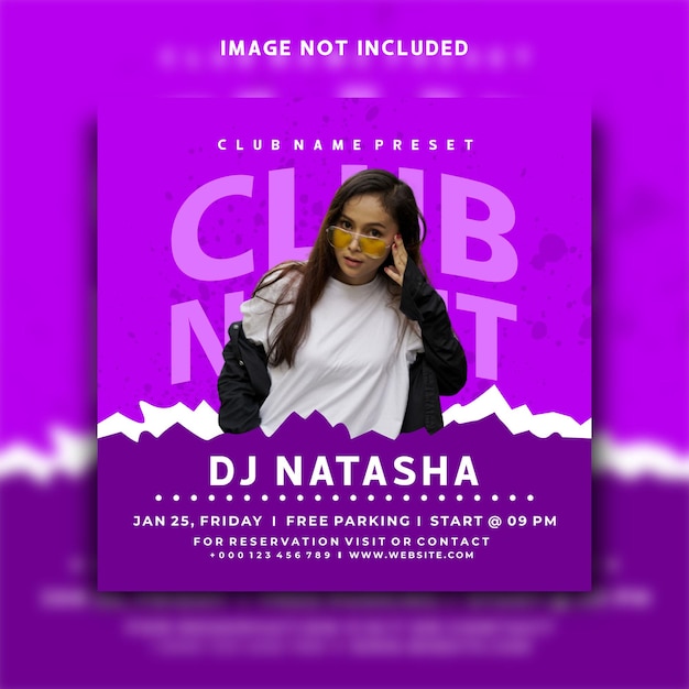modelo de postagem de mídia social de folheto de evento de música dj