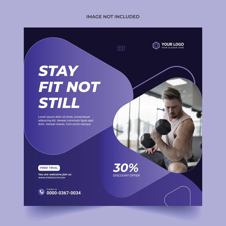 Modelo de postagem de mídia social de ginásio fitness