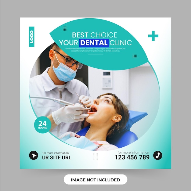 Vetor modelo de postagem de mídia social de marketing de dentista panfleto quadrado