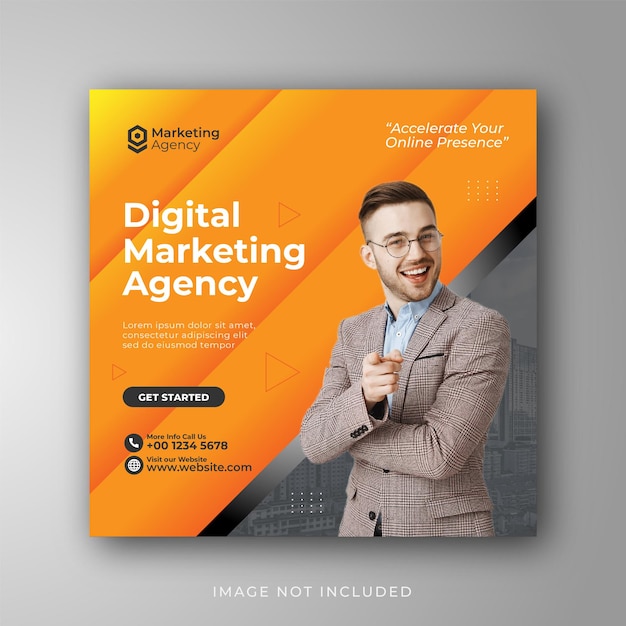 Modelo de postagem de mídia social de marketing de negócios digitais