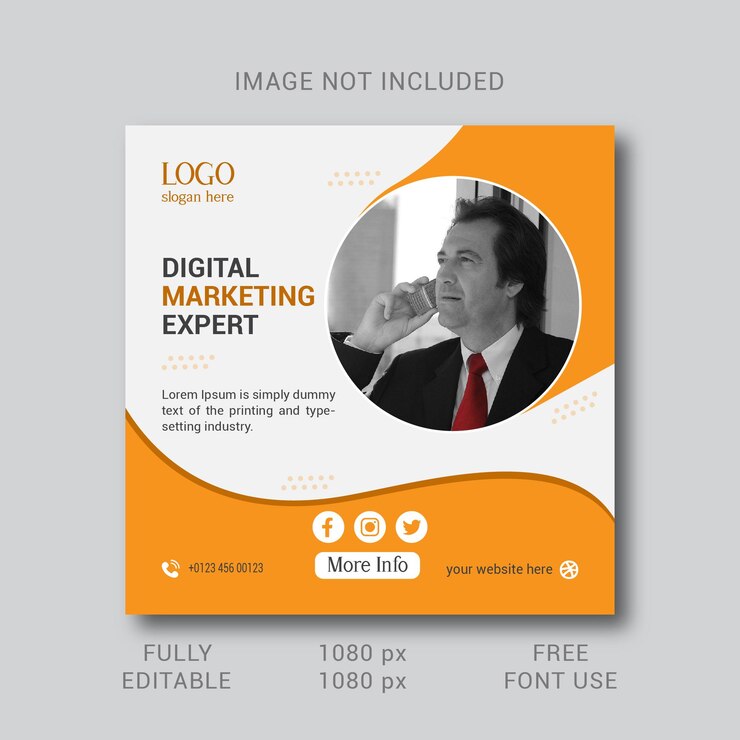 Modelo de postagem de mídia social de marketing de negócios digitais