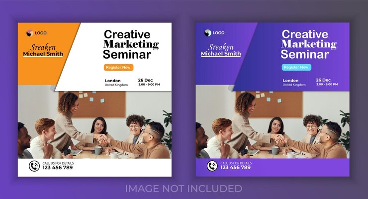 Vetor modelo de postagem de mídia social de marketing de seminário
