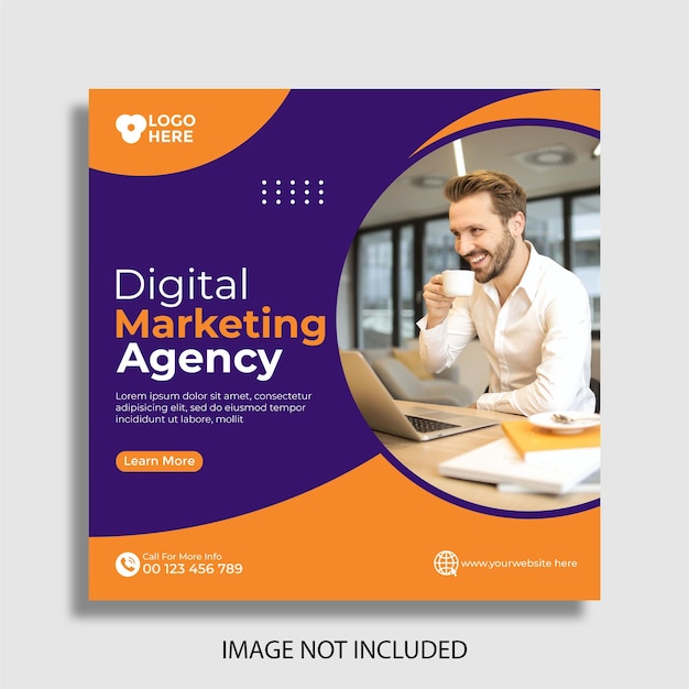 Modelo de postagem de mídia social de marketing digital e instagram