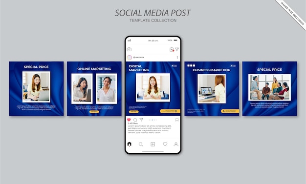 Vetor modelo de postagem de mídia social de marketing empresarial digital