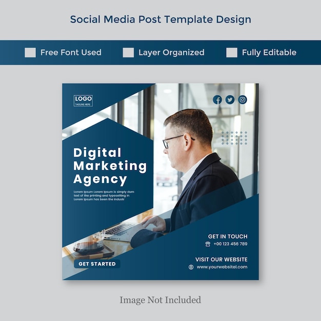 Modelo de postagem de mídia social de marketing empresarial digital