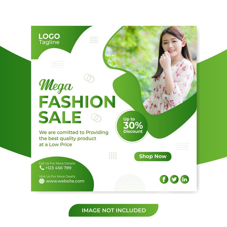 Modelo de postagem de mídia social de mega promoção de moda