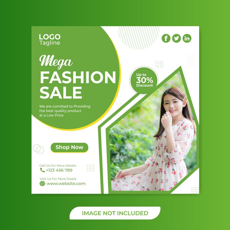 Modelo de postagem de mídia social de mega promoção de moda