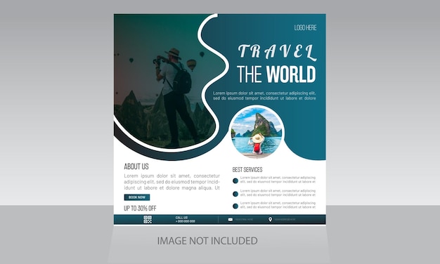 Modelo de postagem de mídia social de passeio de férias de aventura para agências de viagens