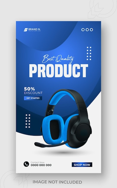 Modelo de postagem de mídia social de produto de marca de fone de ouvido e banner do instagram de dispositivos de promoção