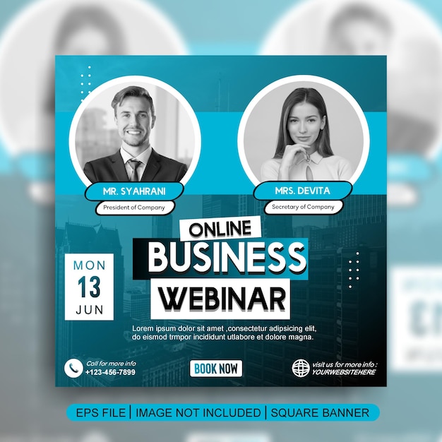modelo de postagem de mídia social de seminário e webinar