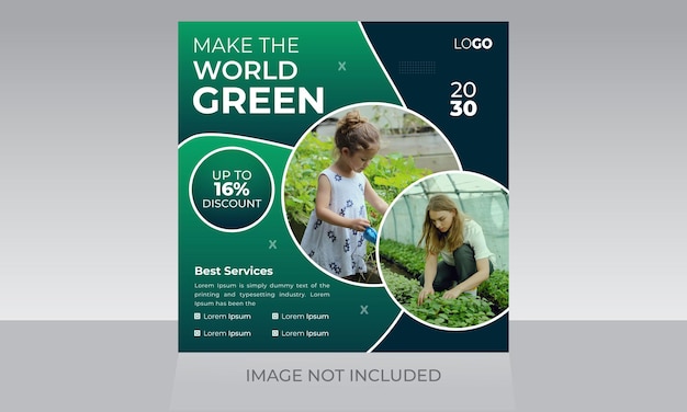 Vetor modelo de postagem de mídia social de serviço de gramado ou jardinagem