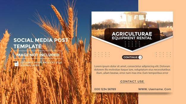 Modelo de postagem de mídia social de tema de agricultura