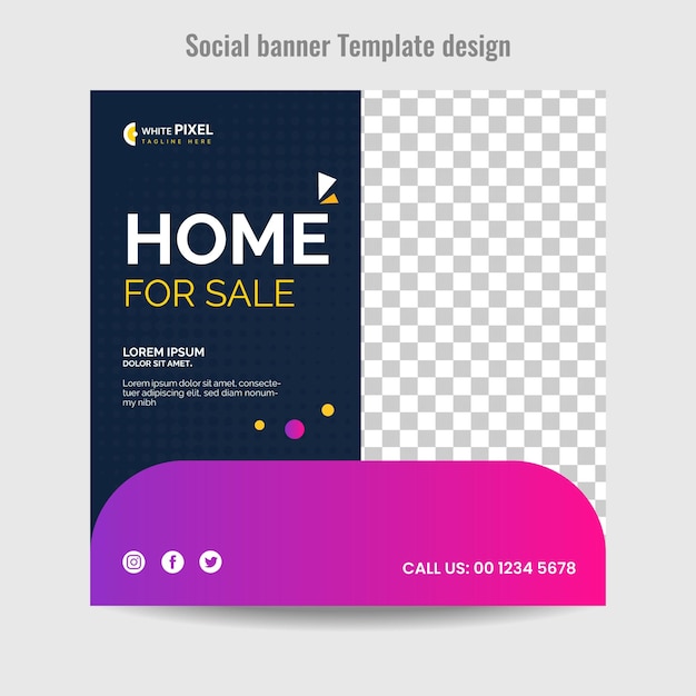 Vetor modelo de postagem de mídia social de venda de casa