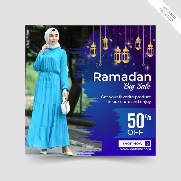 Vetor modelo de postagem de mídia social de venda do ramadã