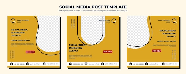 Modelo de postagem de mídia social de vetor amarelo ilustração de arte vetorial e texto design simples e elegante em cores