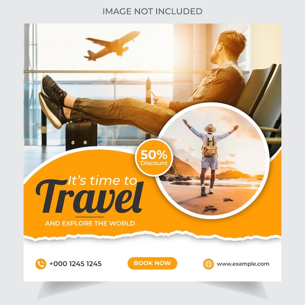 Modelo de postagem de mídia social de viagem e turismo Premium