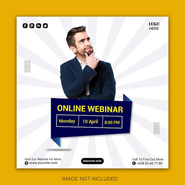 Modelo de postagem de mídia social de webinar de marketing digital e negócios ao vivo 05