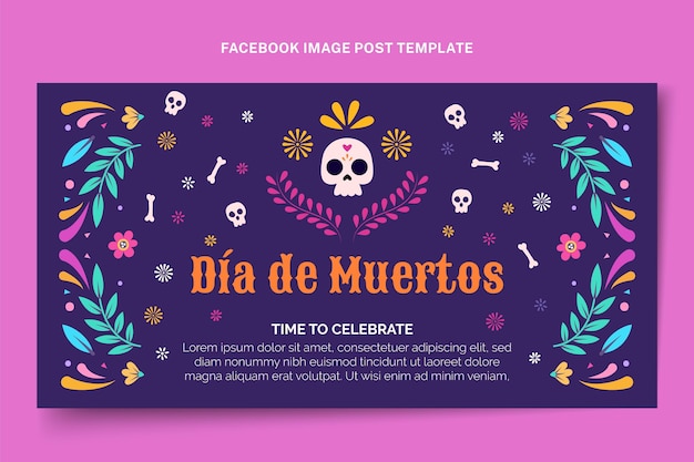 Vetor modelo de postagem de mídia social desenhada à mão com diâmetros planos