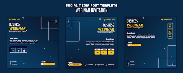 Modelo de postagem de mídia social design moderno para marketing digital online ou modelo de convite de webinar