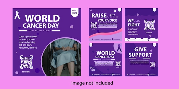 modelo de postagem de mídia social dia mundial do câncer para comemorar o dia mundial do câncer em 4 de fevereiro com vec