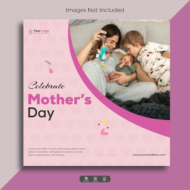Modelo de postagem de mídia social do dia das mães com vetor