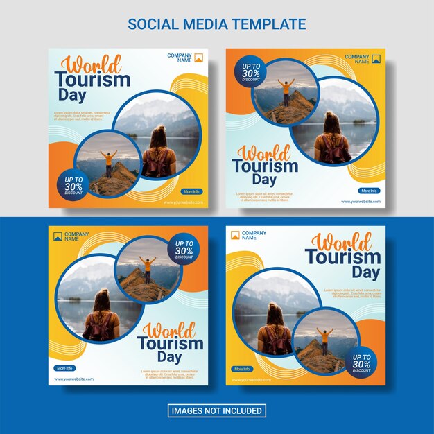 Modelo de postagem de mídia social do dia mundial do turismo