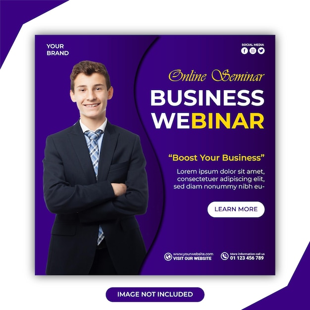 Modelo de postagem de mídia social do Instagram com design de conceito de webinar de agência de marketing criativa