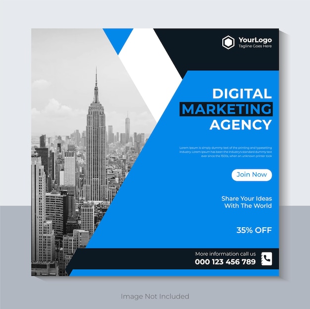 Modelo de postagem de mídia social moderna agência de marketing digital design de banner de mídia social banner web