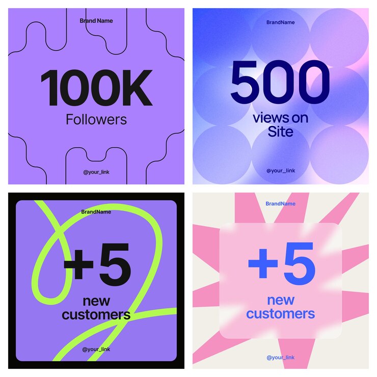 Modelo de postagem de mídia social Novos clientes Views e seguidores Analytics