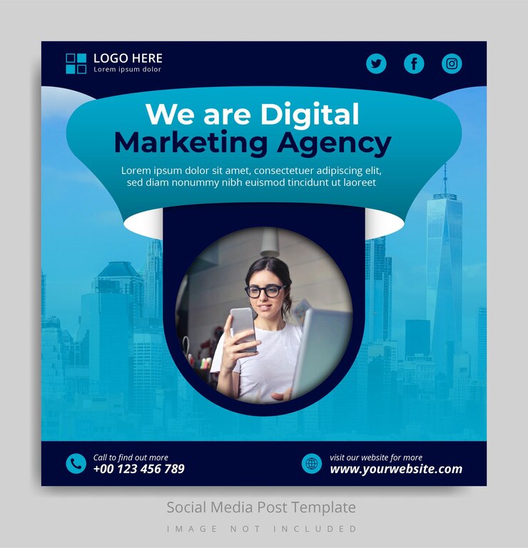 Modelo de postagem de mídia social para agência de marketing digital