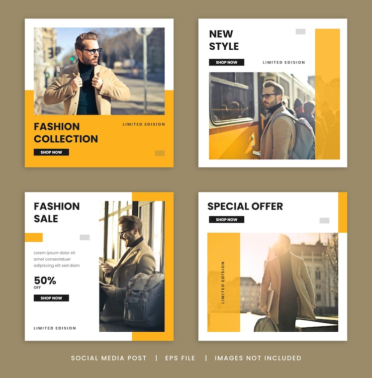 Vetor modelo de postagem de mídia social para moda