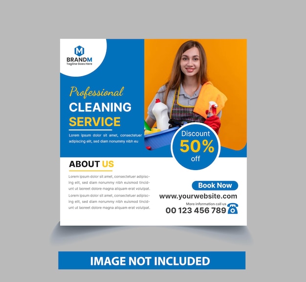 Modelo de postagem de mídia social para promoção de serviços de limpeza