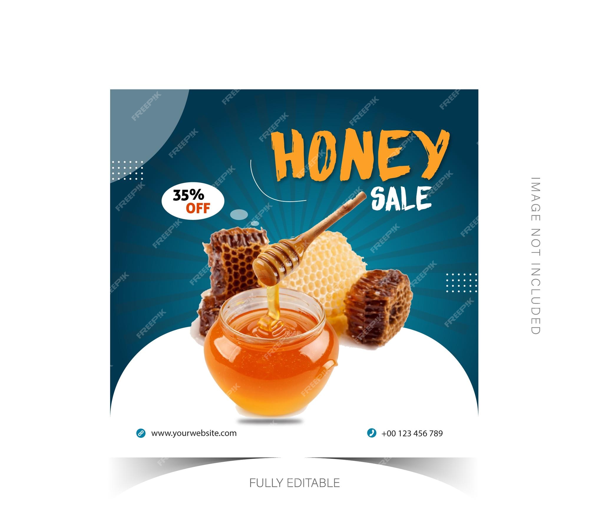 Modelo de postagem de mídia social pure honey | Vetor Premium
